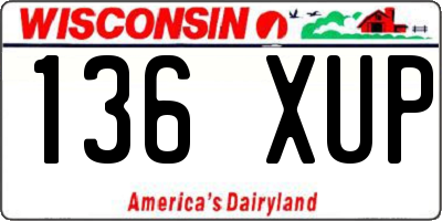 WI license plate 136XUP