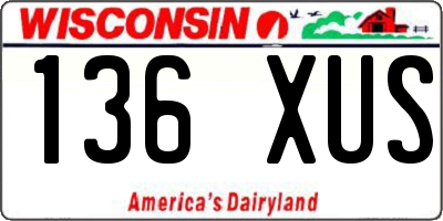 WI license plate 136XUS