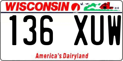 WI license plate 136XUW