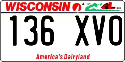 WI license plate 136XVO