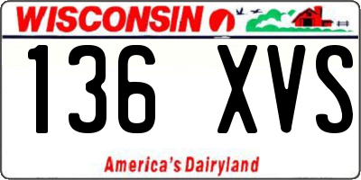 WI license plate 136XVS