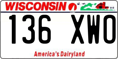 WI license plate 136XWO