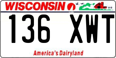 WI license plate 136XWT