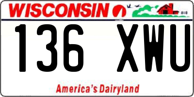 WI license plate 136XWU