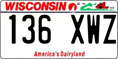WI license plate 136XWZ