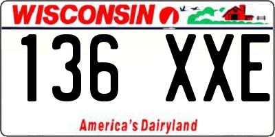 WI license plate 136XXE