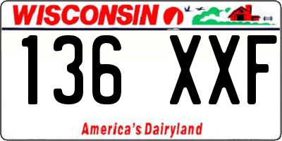 WI license plate 136XXF