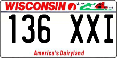 WI license plate 136XXI