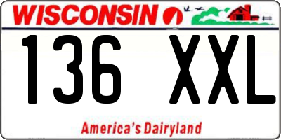 WI license plate 136XXL