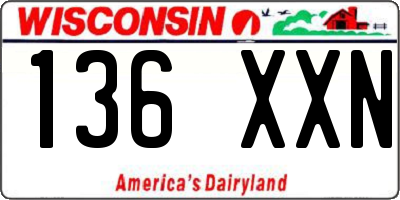 WI license plate 136XXN