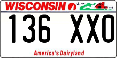 WI license plate 136XXO
