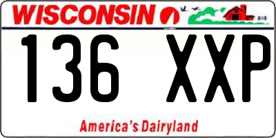 WI license plate 136XXP