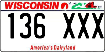 WI license plate 136XXX