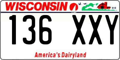 WI license plate 136XXY