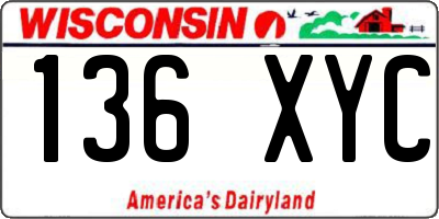 WI license plate 136XYC