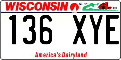 WI license plate 136XYE