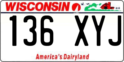 WI license plate 136XYJ
