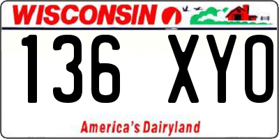 WI license plate 136XYO