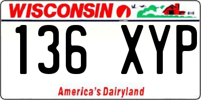 WI license plate 136XYP