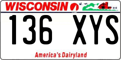 WI license plate 136XYS