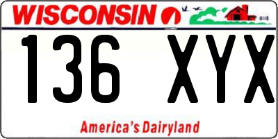 WI license plate 136XYX