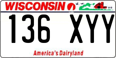 WI license plate 136XYY