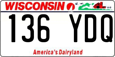 WI license plate 136YDQ