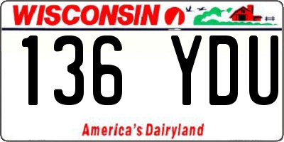 WI license plate 136YDU