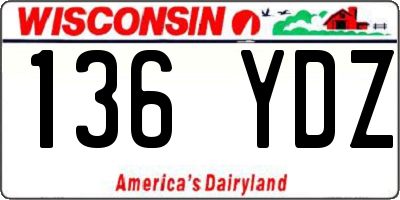WI license plate 136YDZ