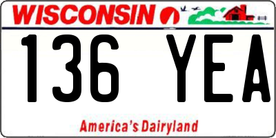 WI license plate 136YEA