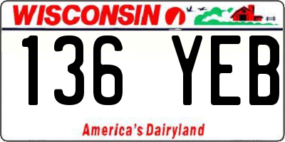 WI license plate 136YEB