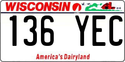 WI license plate 136YEC