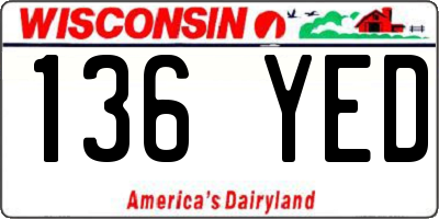 WI license plate 136YED