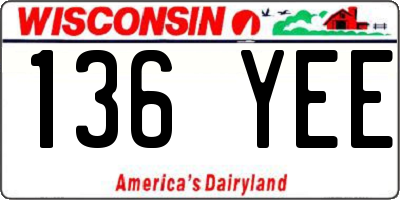 WI license plate 136YEE