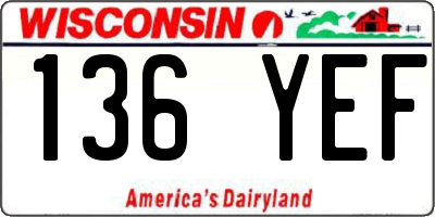 WI license plate 136YEF