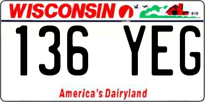WI license plate 136YEG