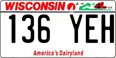 WI license plate 136YEH