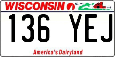 WI license plate 136YEJ