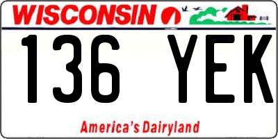 WI license plate 136YEK