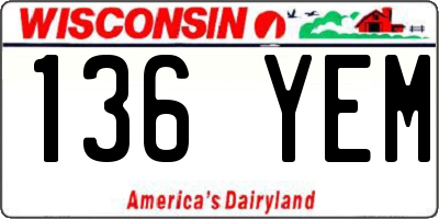 WI license plate 136YEM