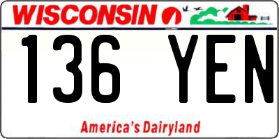 WI license plate 136YEN