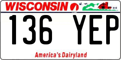WI license plate 136YEP