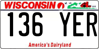 WI license plate 136YER