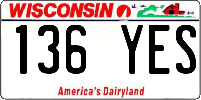 WI license plate 136YES