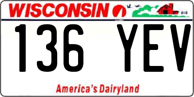 WI license plate 136YEV