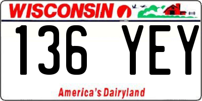 WI license plate 136YEY