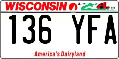 WI license plate 136YFA