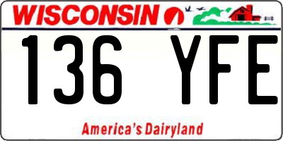 WI license plate 136YFE