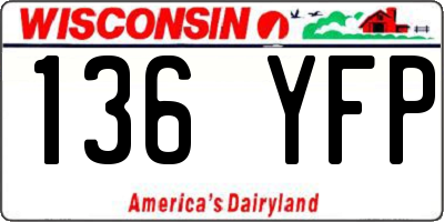 WI license plate 136YFP
