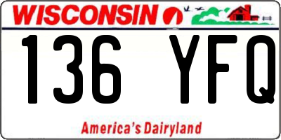 WI license plate 136YFQ